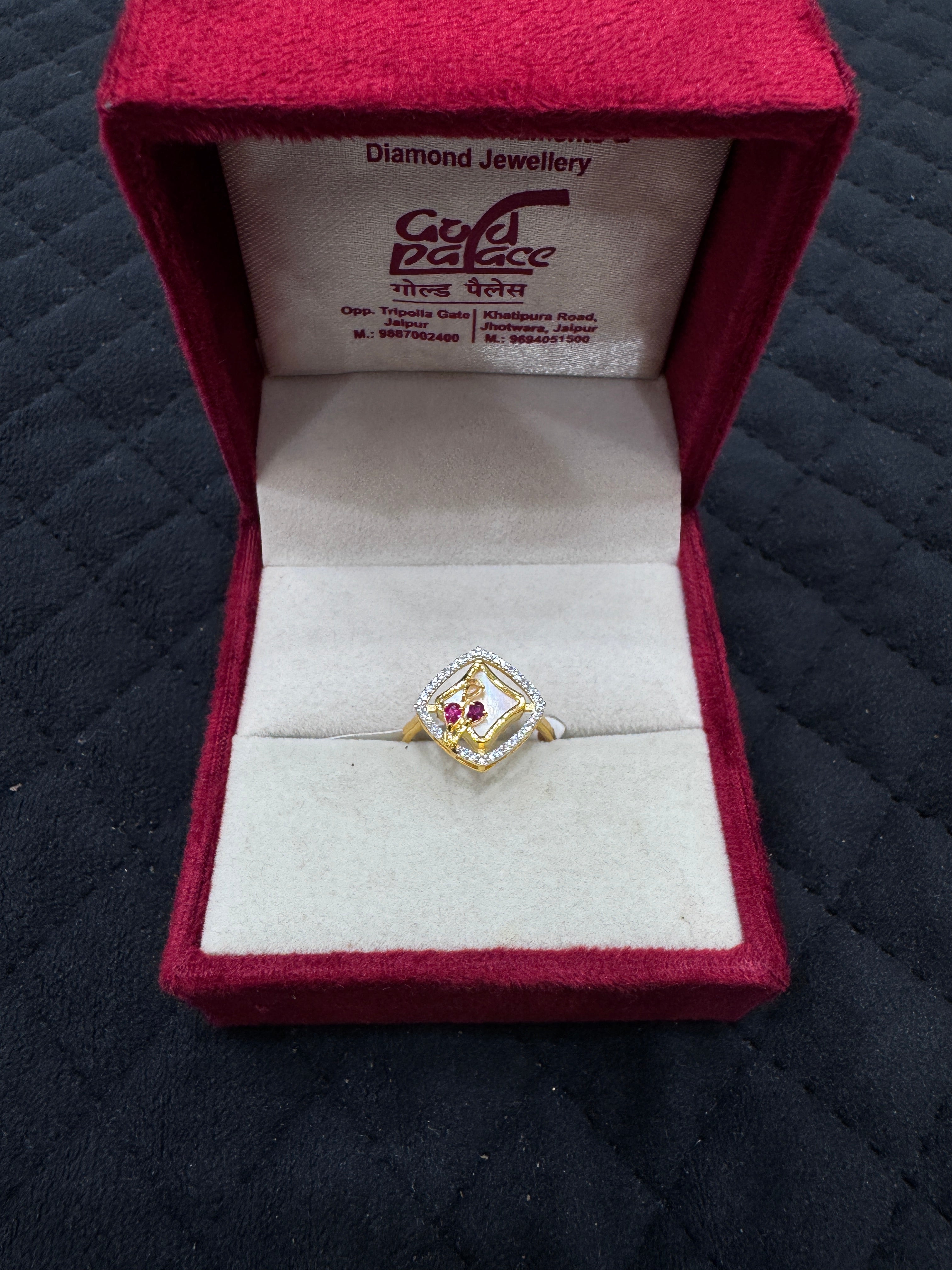 22KT Hallmark Gold Round Brilliant Zircon Ring for Women – Elegant Daily Wear Jewelry