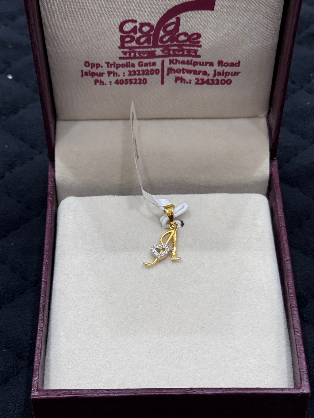 Personalized Letter Pendant in 22kt Gold with CZ Stones Gift for Birthday
