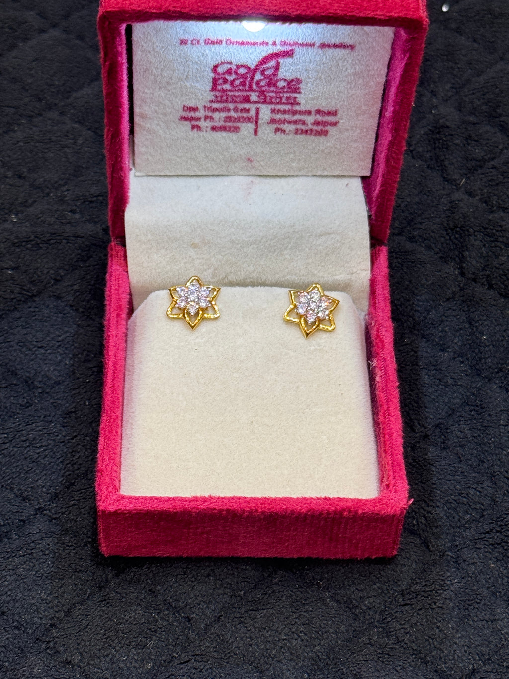 Designer 22KT Gold Studs with Premium Cubic Zirconia Star Shape Stud