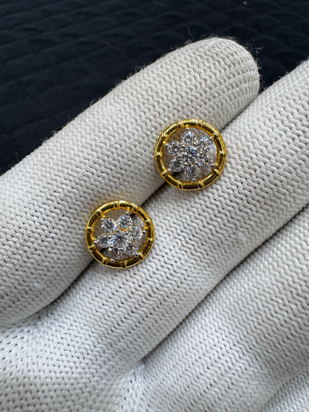 22KT Gold CZ Stud Earrings with Dazzling Shine Minimalist Earrings