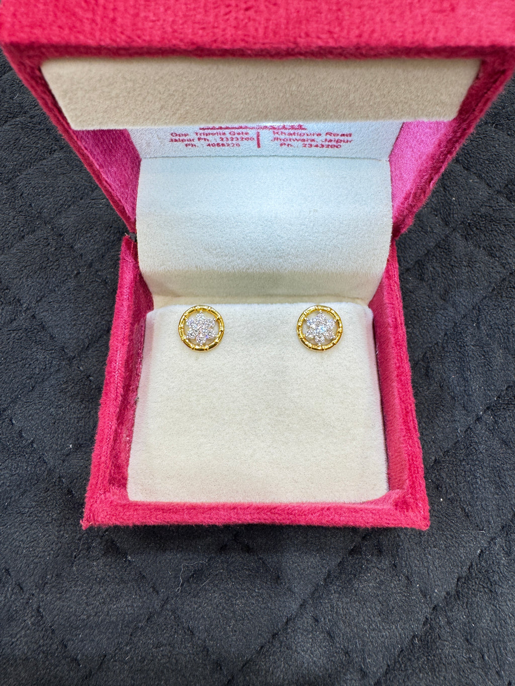 22KT Gold CZ Stud Earrings with Dazzling Shine Minimalist Earrings