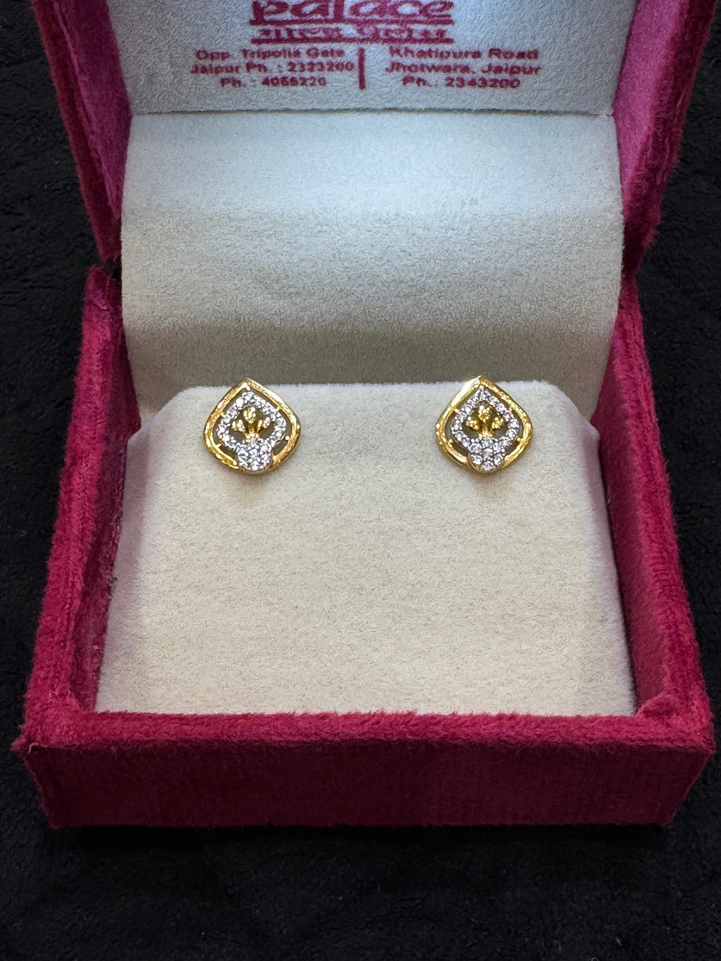 22KT Gold Cubic Zirconia Stud Earrings Modern Minimalist Earrings Gift for Her