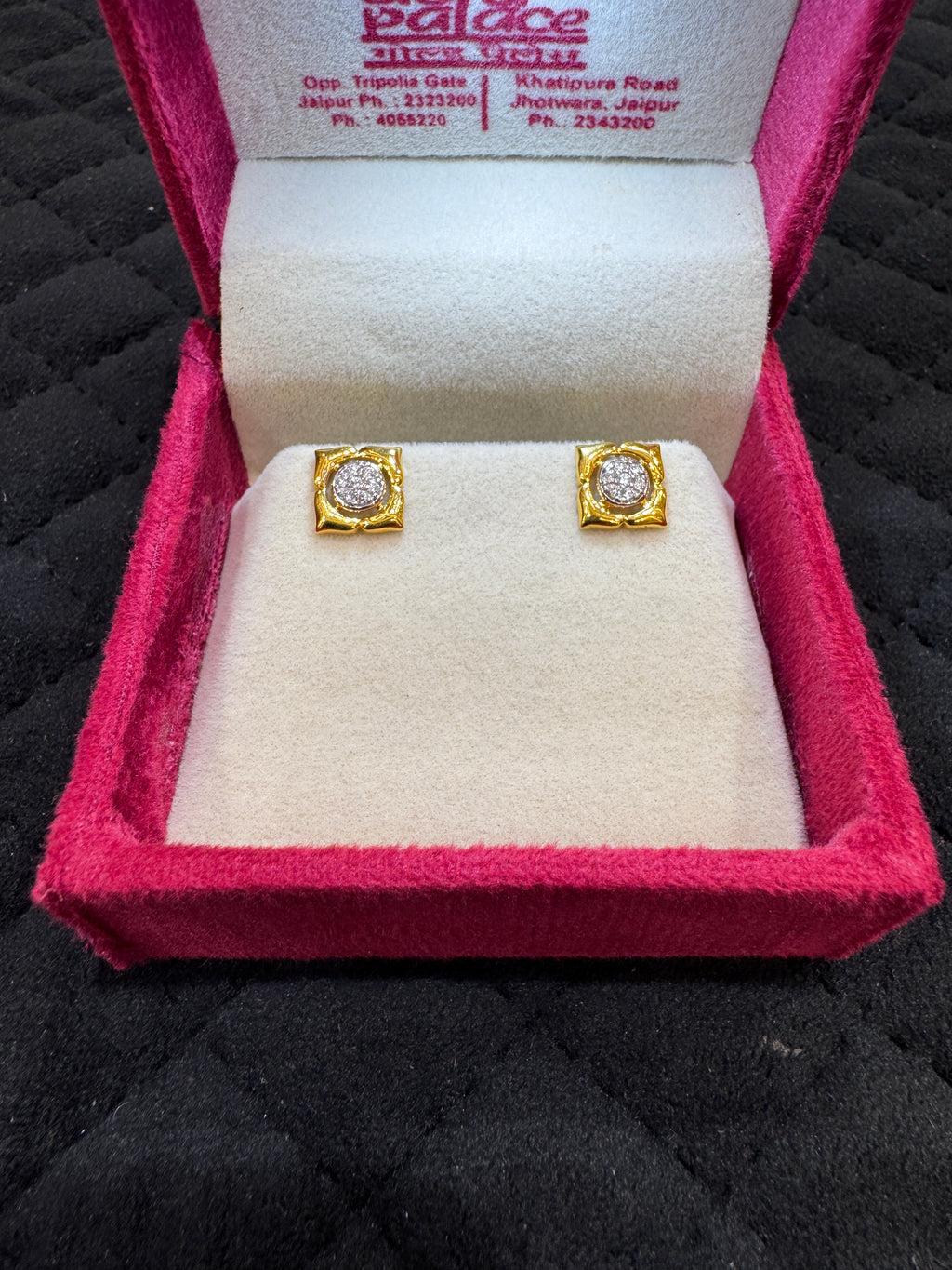 22KT Gold Cubic Zirconia Stud Earrings with Radiant Sparkle | Elegant Minimalist Jewelry