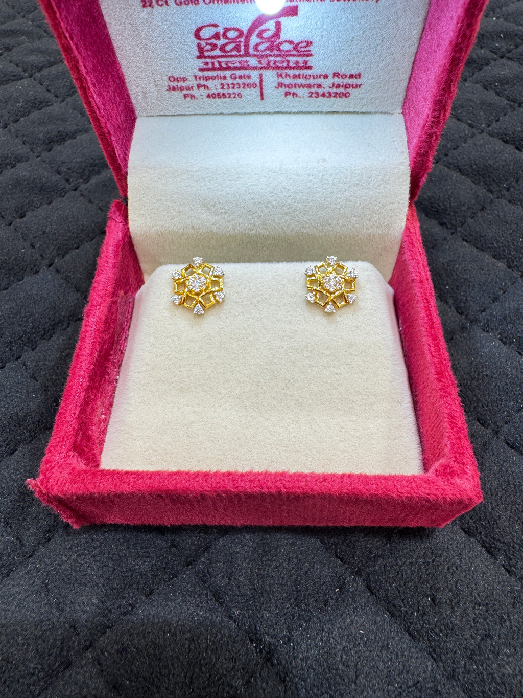 22KT Gold Cubic Zirconia Stud Earrings with Fine Brilliance | Chic Minimalist Jewelry