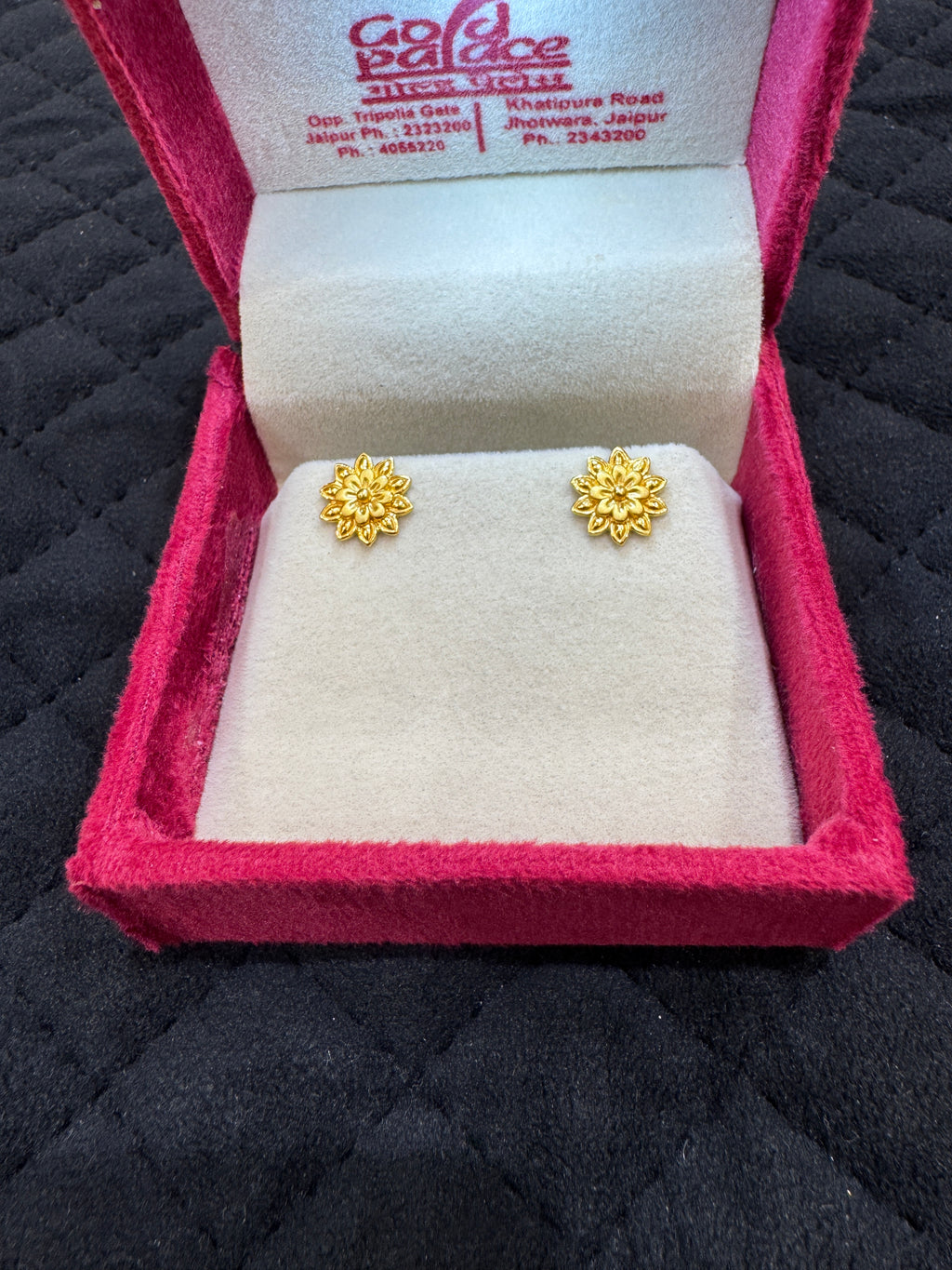 22KT Hallmark Gold Rhodium-Plated Round Brilliant CZ Earrings Minimal Earring
