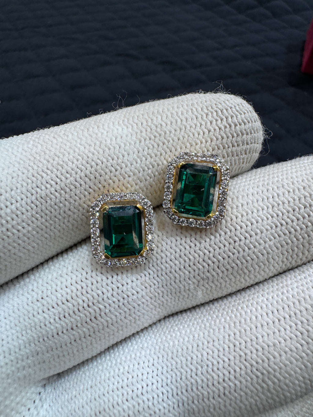 22KT Hallmark Gold Rhodium Shine Round Brilliant Cubic Zirconia Stud Earrings Gift for Her