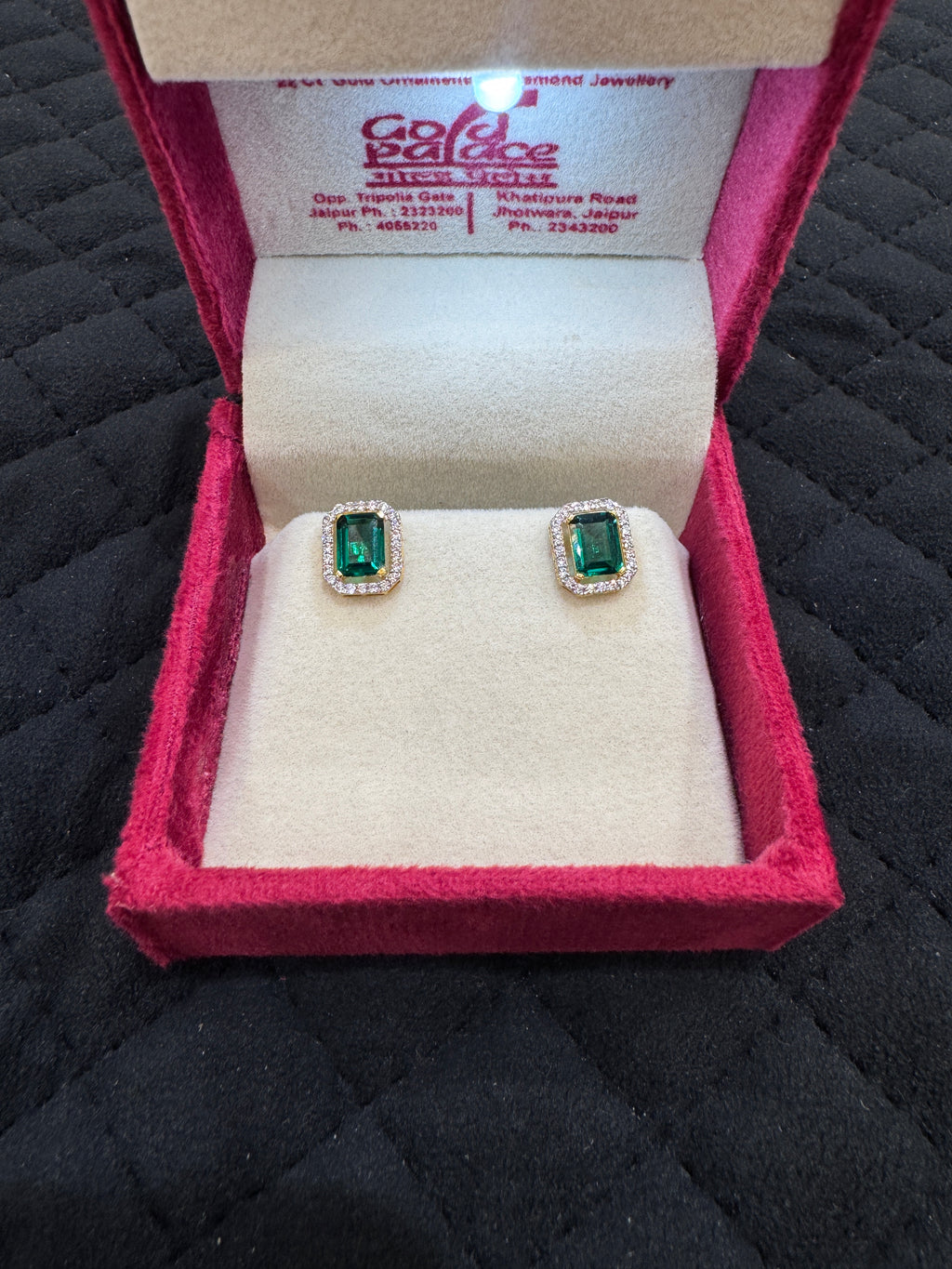 22KT Hallmark Gold Rhodium Shine Round Brilliant Cubic Zirconia Stud Earrings Gift for Her