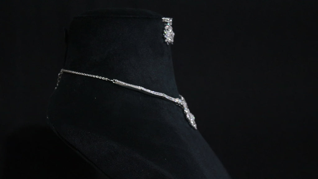 Elegant CZ Necklace with Matching Stud Earrings Wedding Wear Jewellery Gift for Her