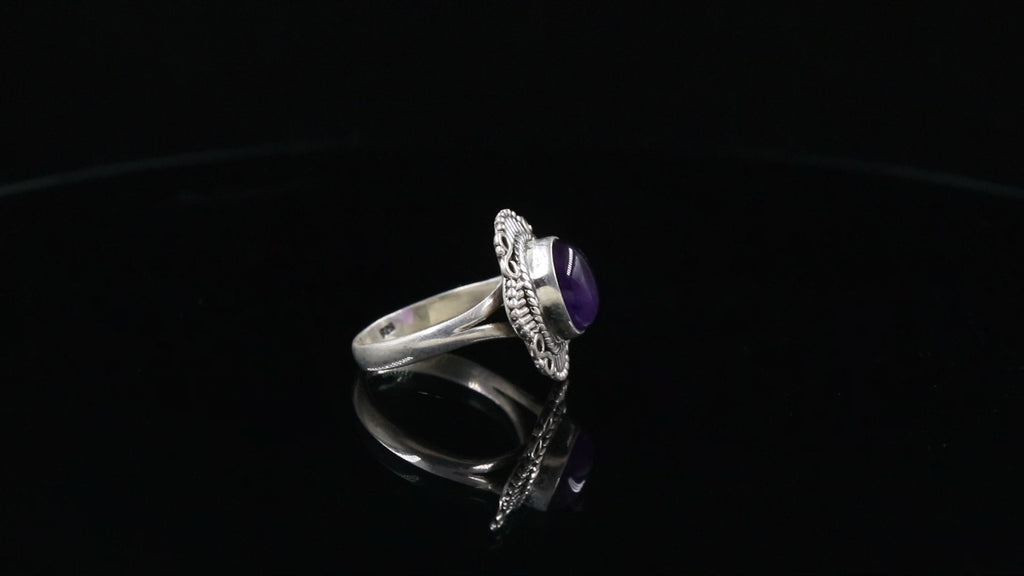 925 Sterling Silver Amethyst Ring – Oval Brilliant Gemstone Everyday Wear
