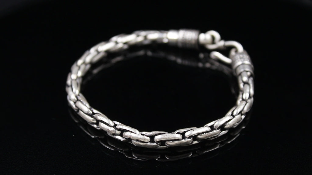 Men 925 Silver Oxidized Bracelet - Link Bracelet Gift for Him