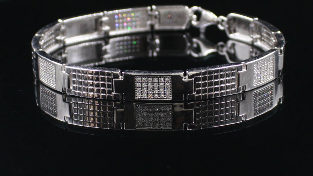 925 Sterling Silver Round Brilliant CZ Stone Bracelet Rhodium-Plated Jewellery