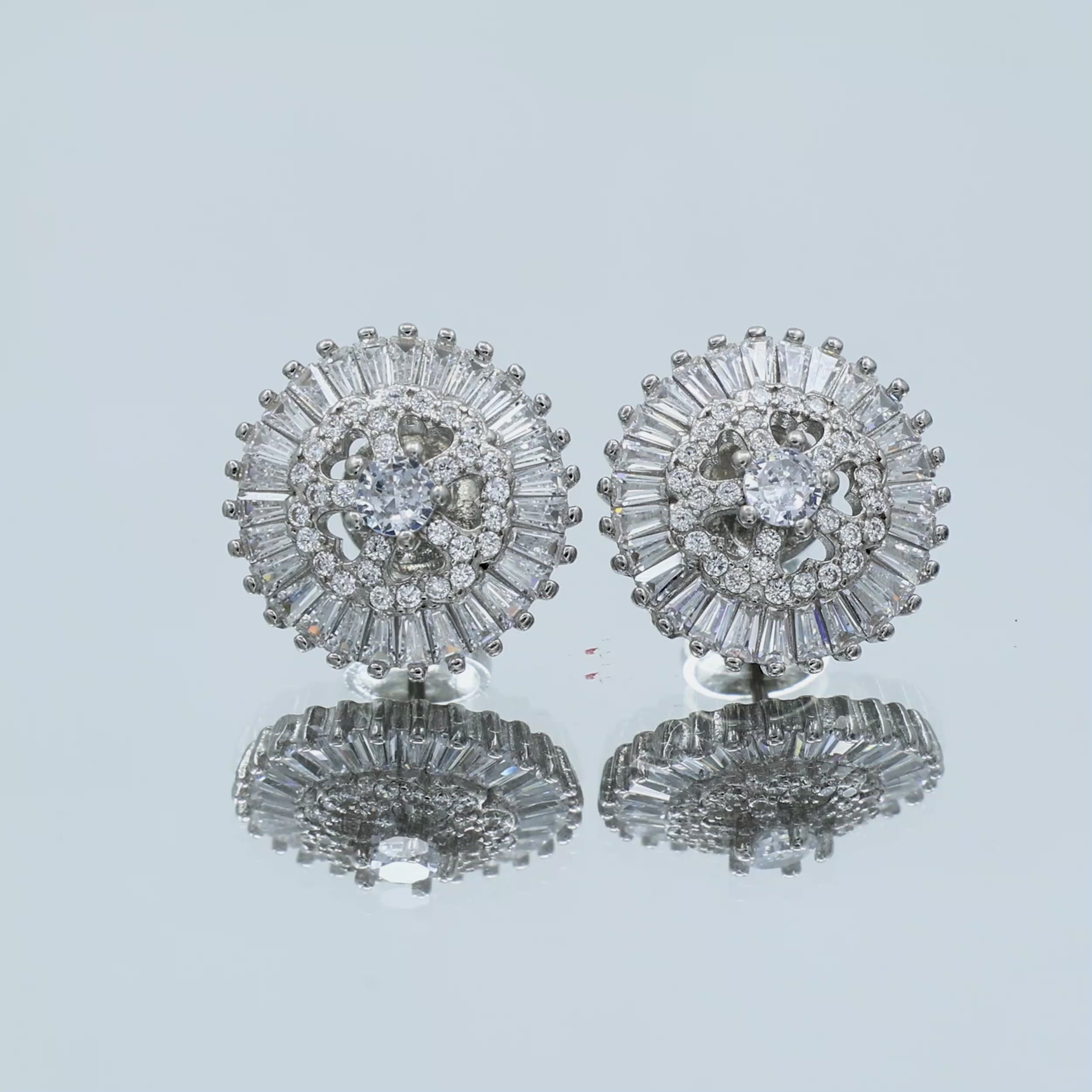 925 Sterling Silver Round Stud Earrings | Cubic Zirconia Studs Earrings