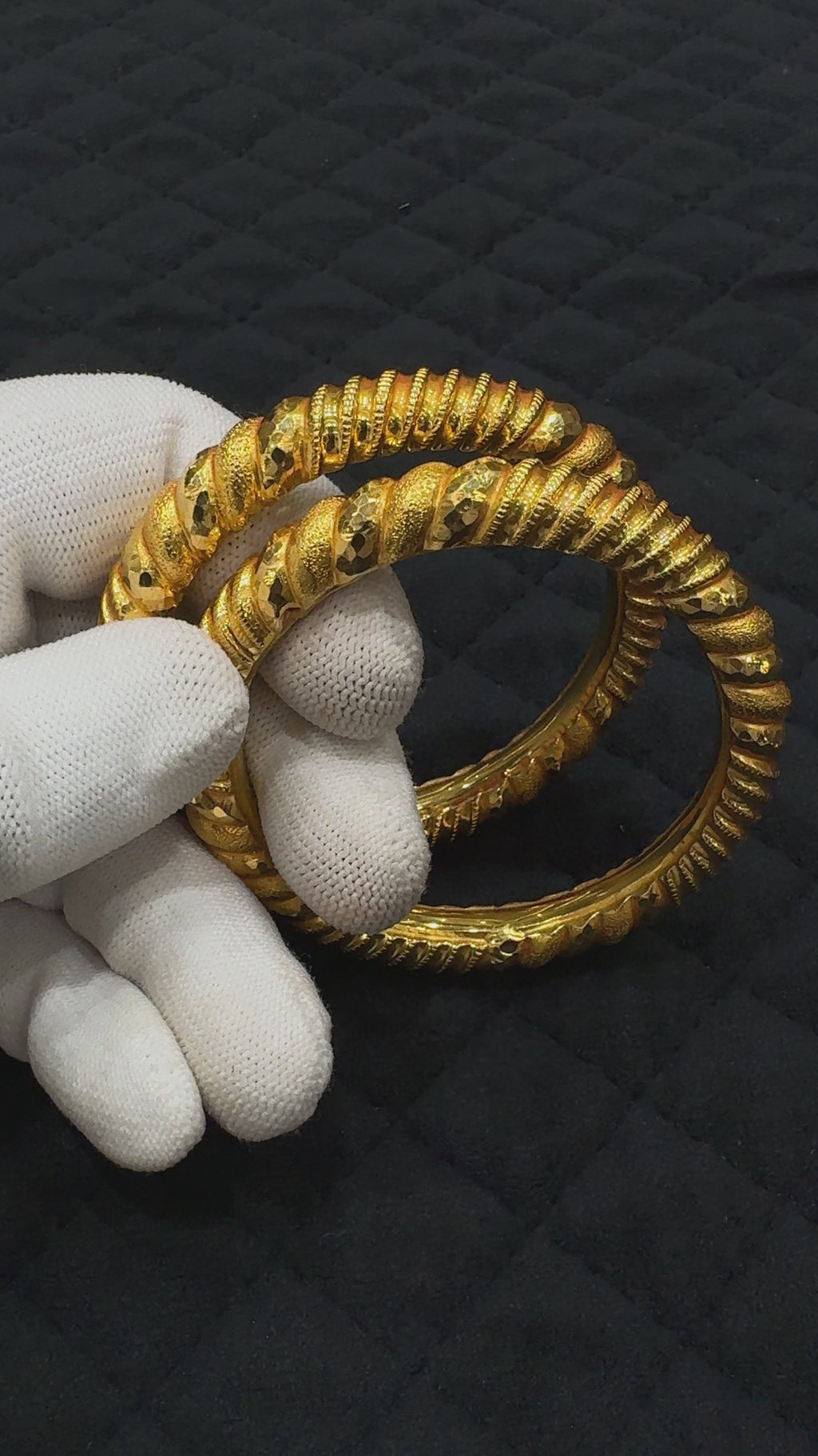 22KT Gold Bangles Pair, Sleek & Elegant Design Wedding Wear
