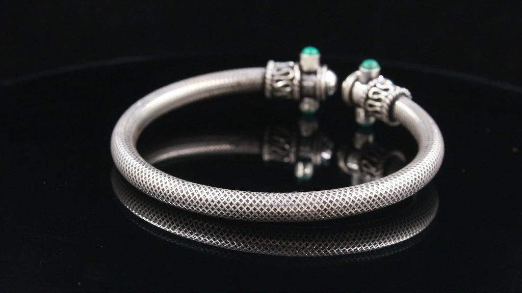 Pure Silver Handmade Cuff Bangle Handmade Adjustable Bracelet Gift for Husband
