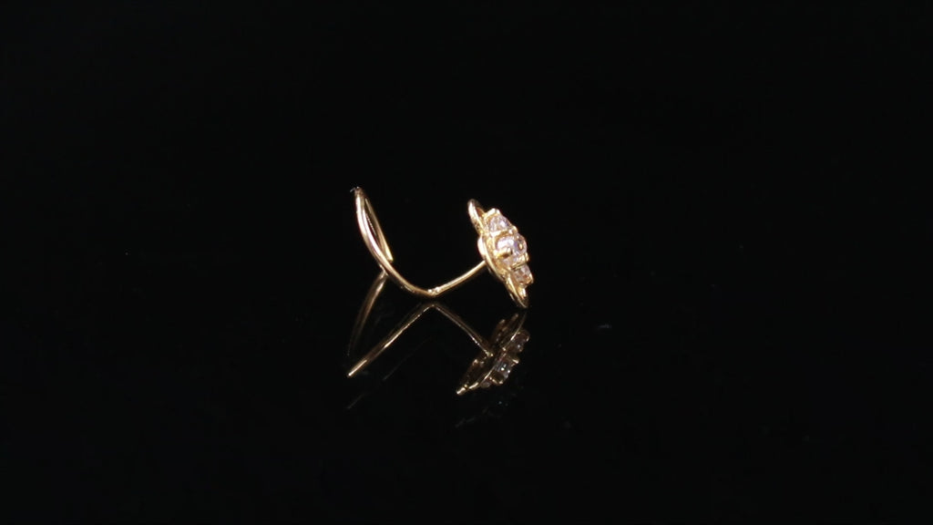 18K Gold CZ Round Nose Stud – Classic Minimal Gold Nose Pin