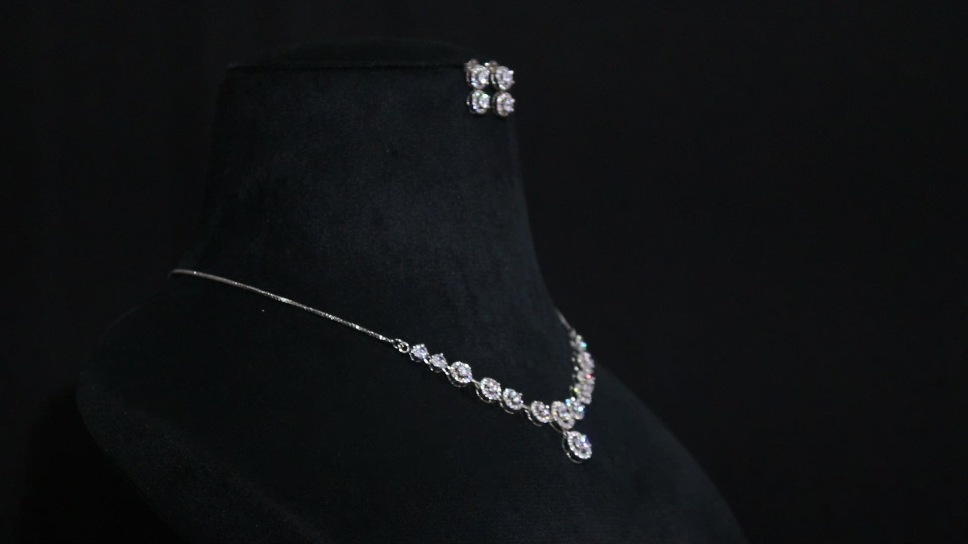 Sparkling CZ Pendant Necklace with Matching Earrings Bridal Jewelry Set Gift for Her