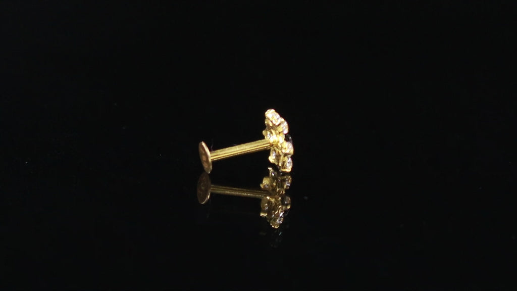 Classic 18K Gold Nose Stud with Round CZ – Women’s Nose Jewelry