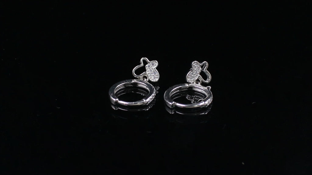 925 Sterling Silver Huggie Earrings with Round Brilliant Cubic Zirconia Butterfly Huggie Earrings