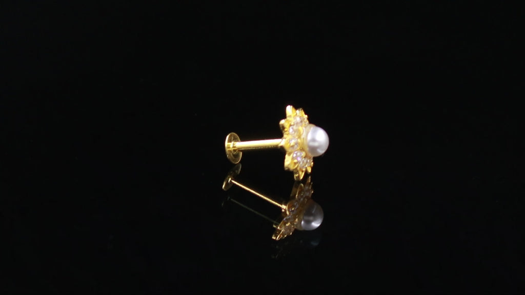 18KT Hallmarked Gold Nose Ring Round Brilliant CZ Minimal Diamond Look Nose Pin