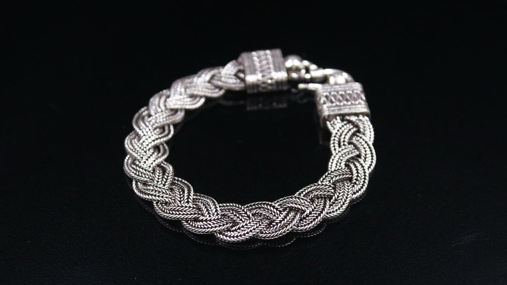 Braided Bracelet Men 925 Sterling Silver Oxidized Bracelet