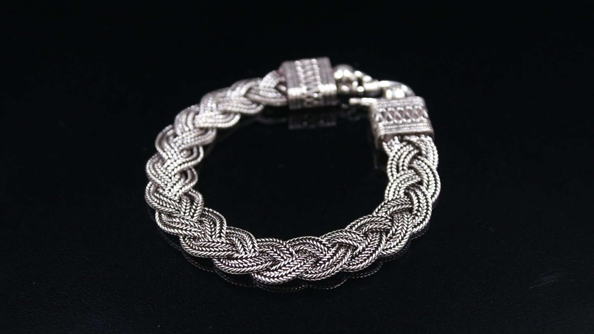 Braided Bracelet Men 925 Sterling Silver Oxidized Bracelet