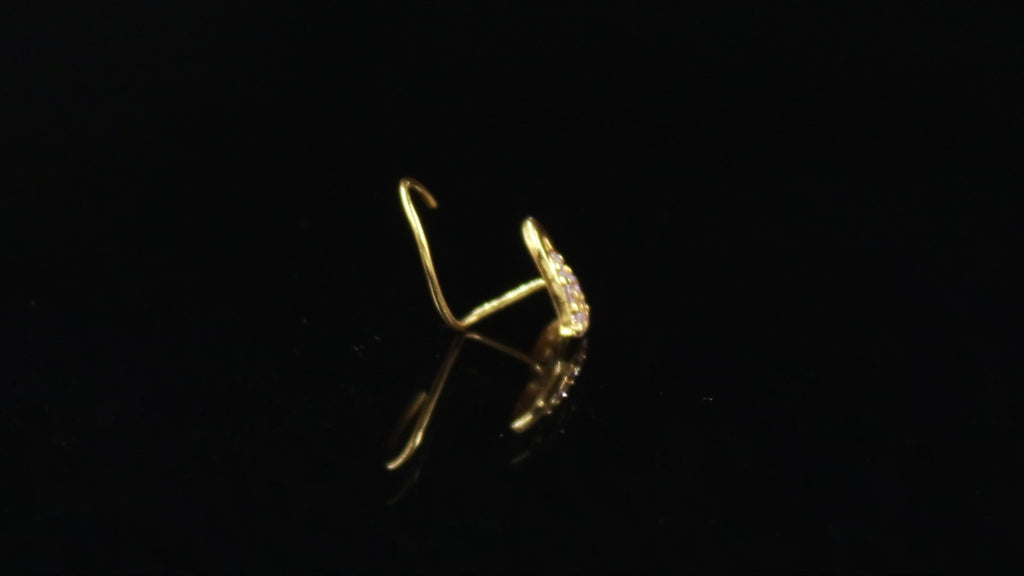 18K Gold Round CZ Nose Stud – Classic Tiny Heart Shape Gold Nose Jewelry