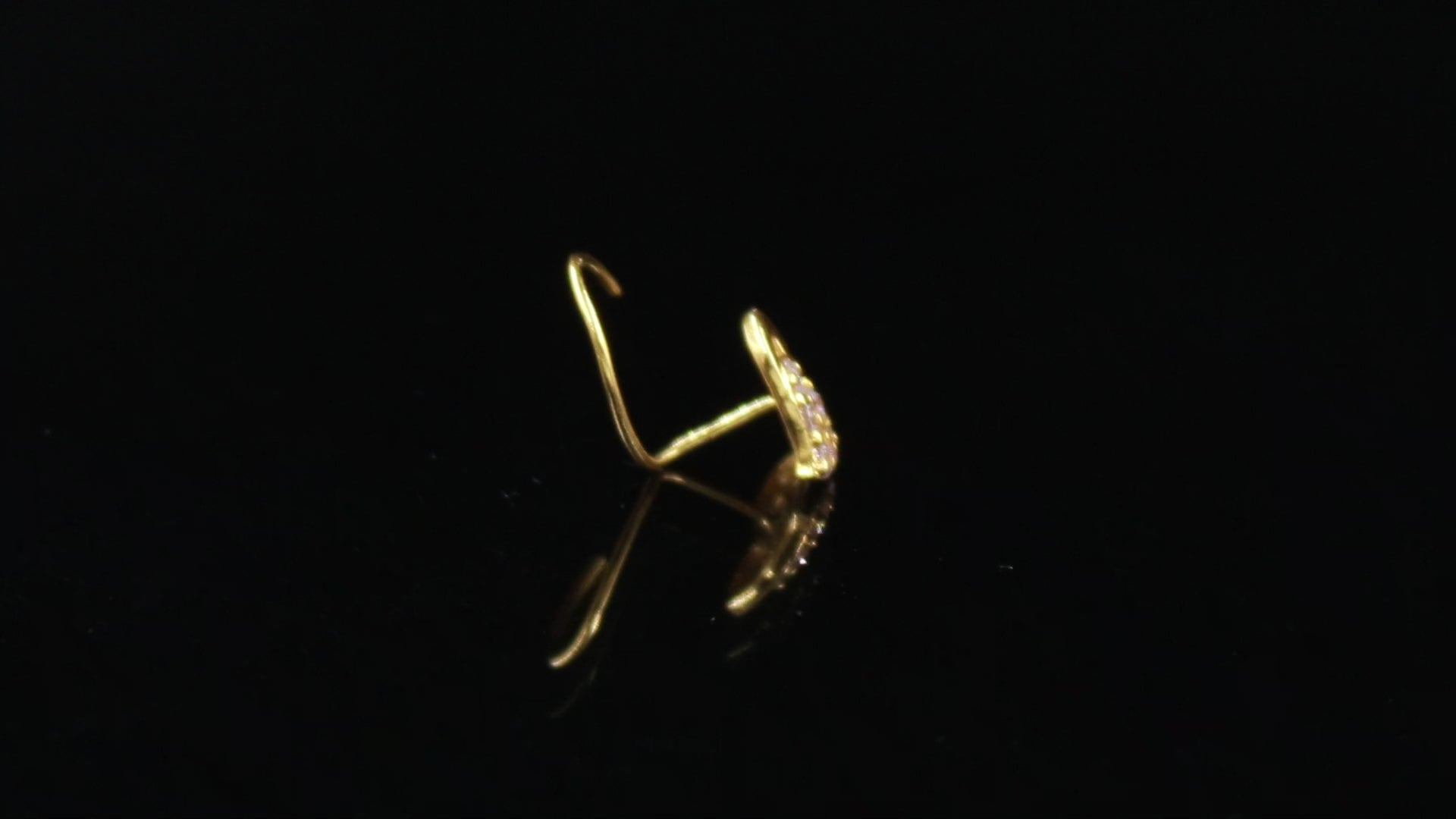 18K Gold Round CZ Nose Stud – Classic Tiny Heart Shape Gold Nose Jewelry