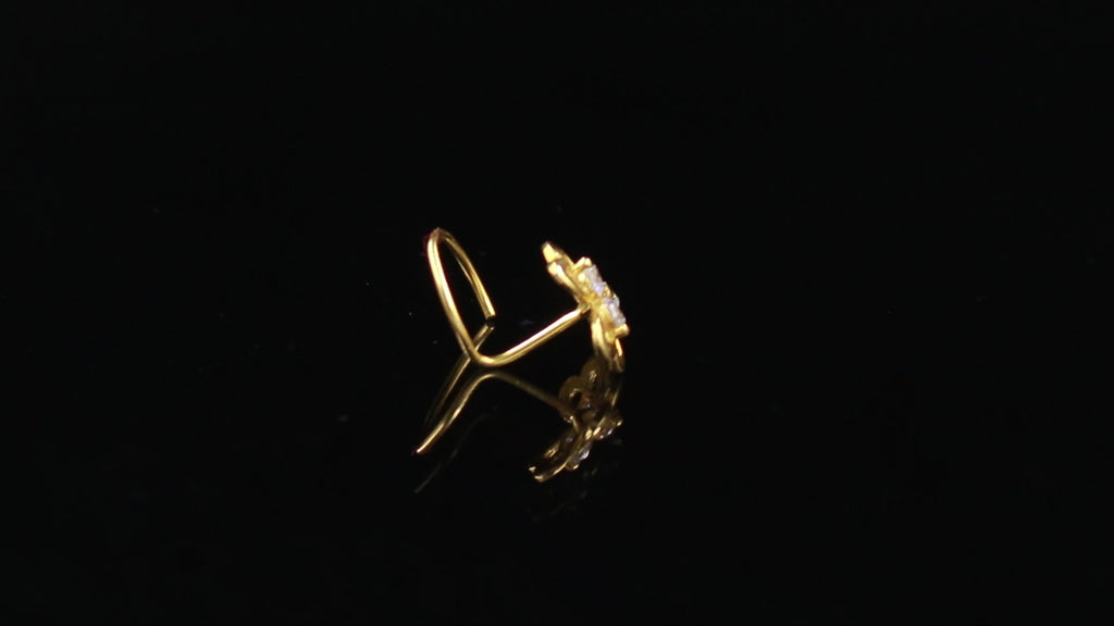 18K Gold Nose Stud | Simple Round CZ Nose Pin