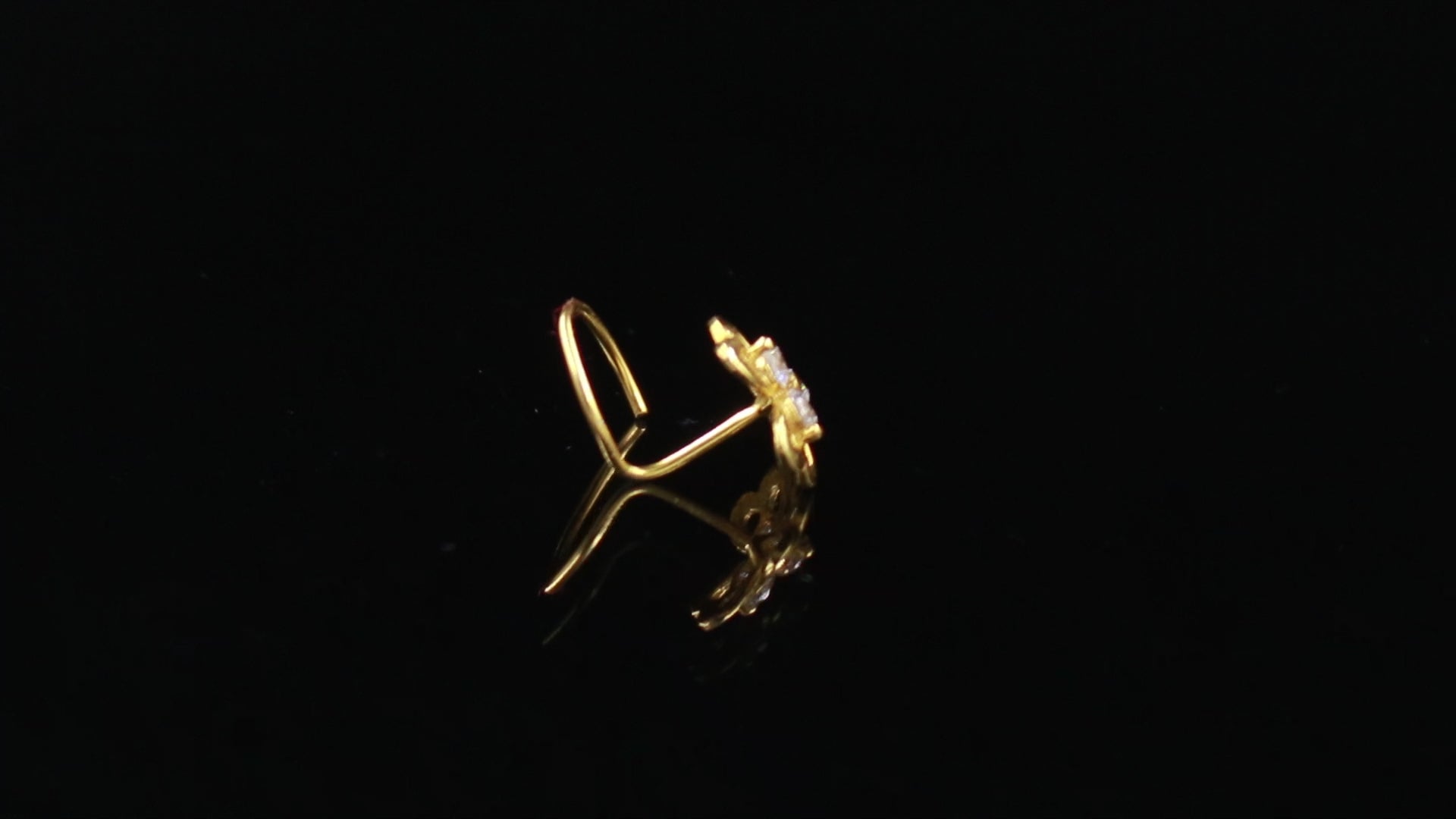 18K Gold Nose Stud | Simple Round CZ Nose Pin