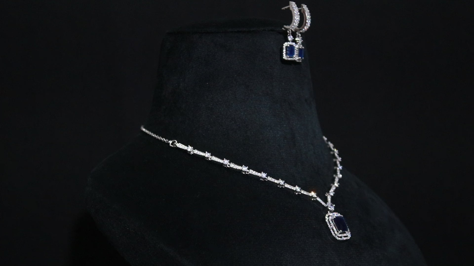 925 Sterling Silver CZ Stone Necklace & Earring Set with Rhodium Finish Minimalist Jewellery