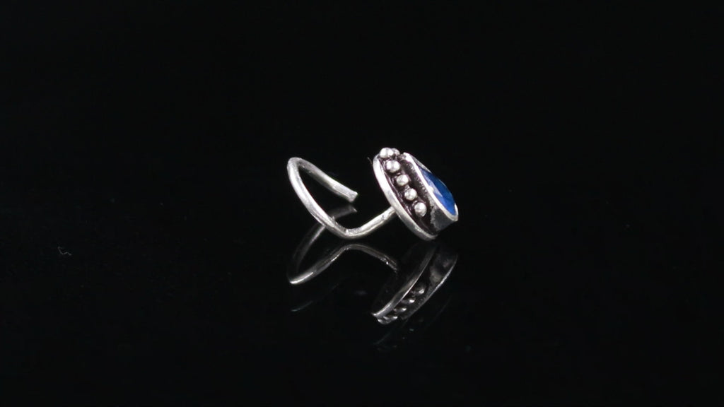 Oxidised Turkish Nose Ring | Tear Drop CZ 925 Silver