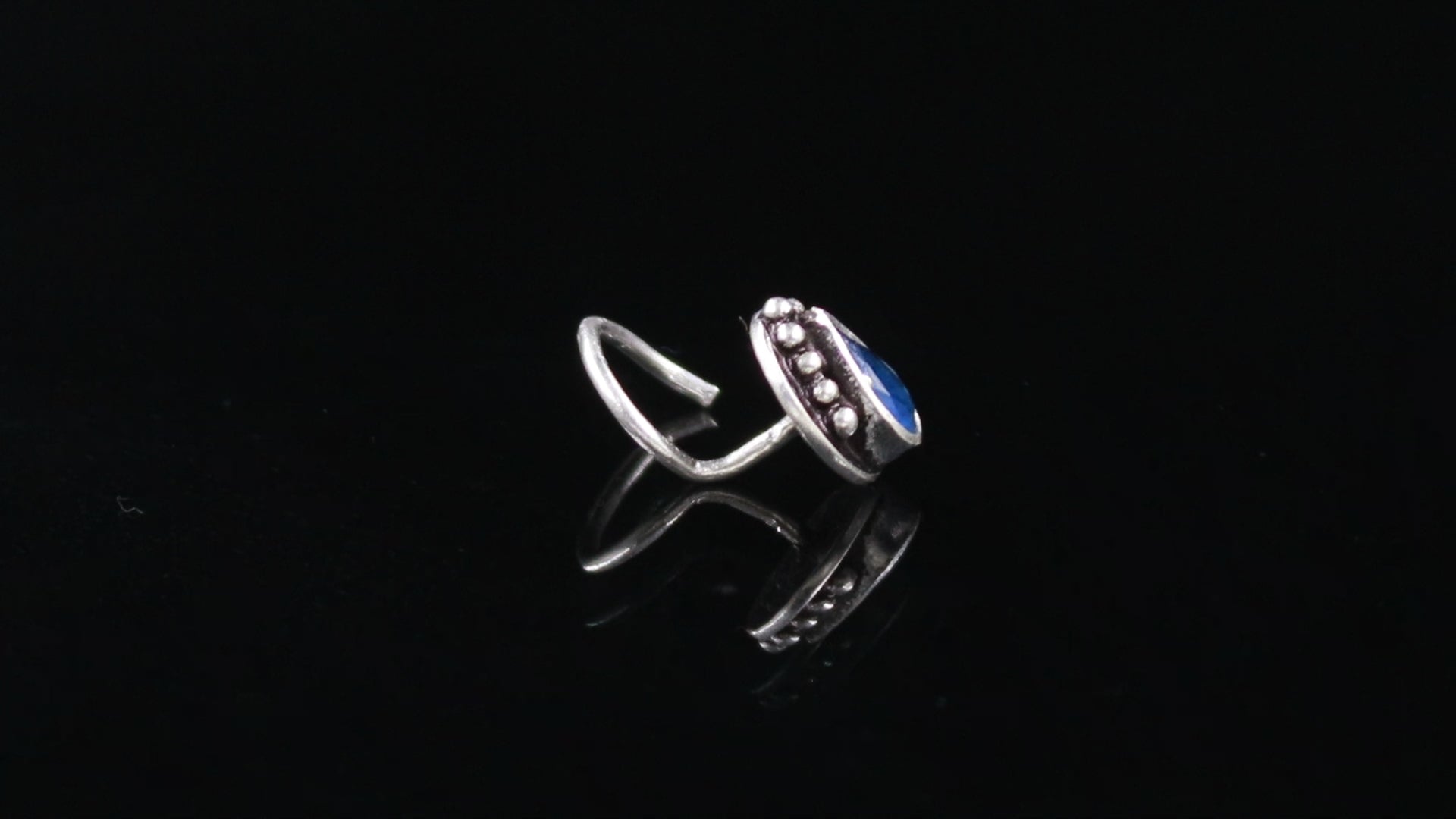 Oxidised Turkish Nose Ring | Tear Drop CZ 925 Silver