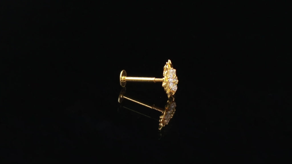 18KT Gold Nose Stud Round Brilliant CZ Fine Nose Ring Jewelry