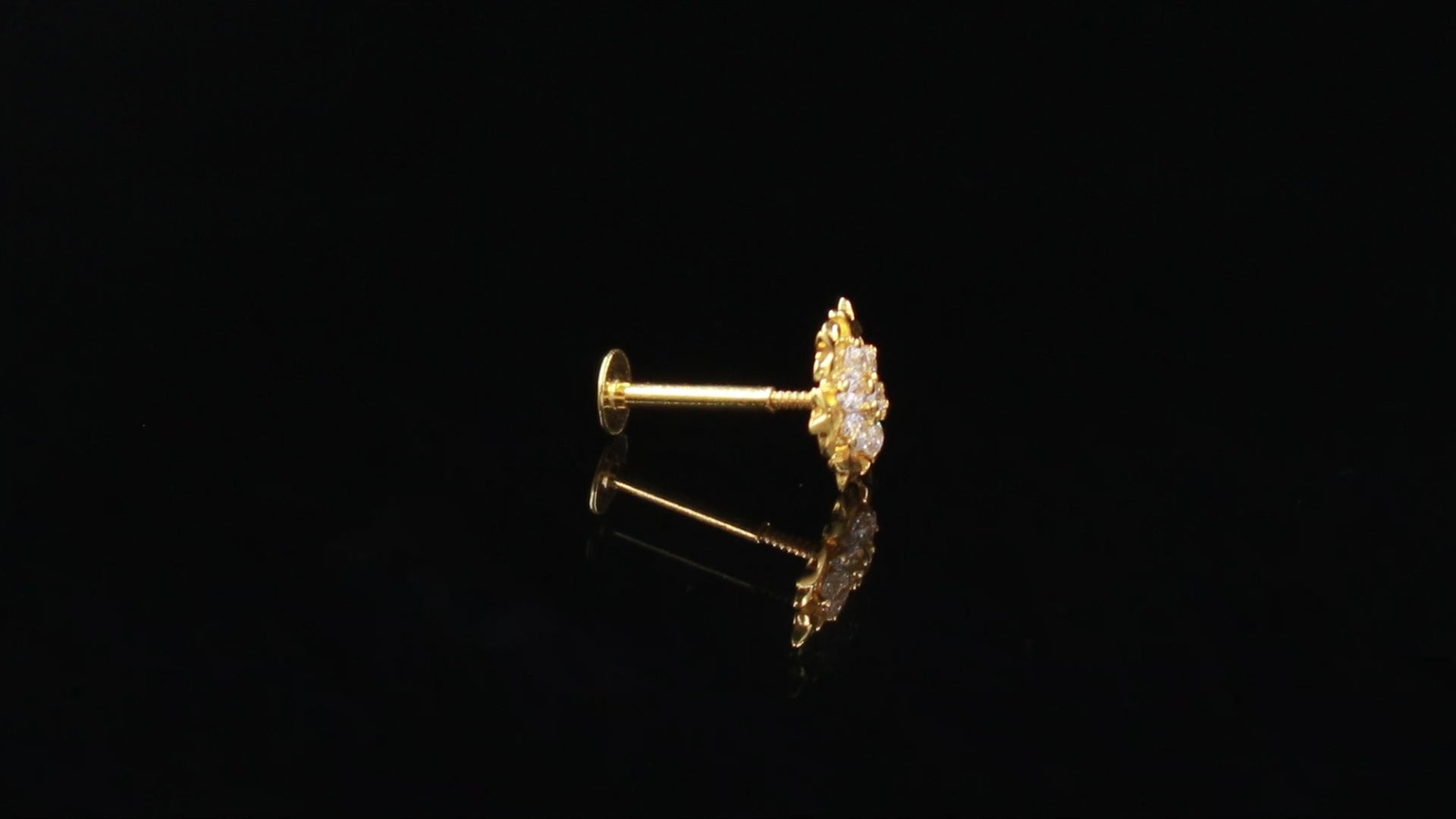 18KT Gold Nose Stud Round Brilliant CZ Fine Nose Ring Jewelry