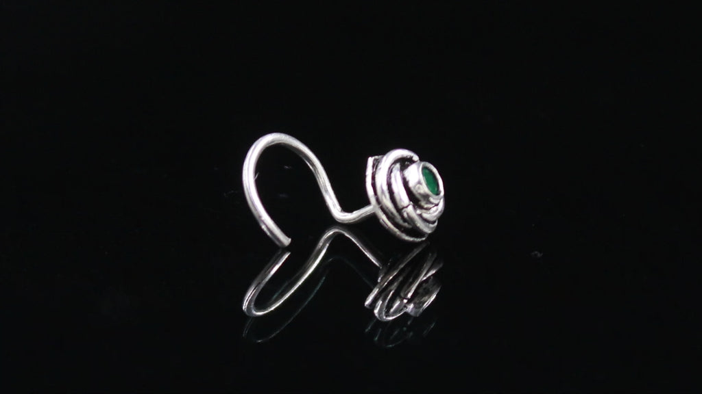 Tear Drop CZ Nose Ring 925 Sterling Silver | Turkish Oxidised Style