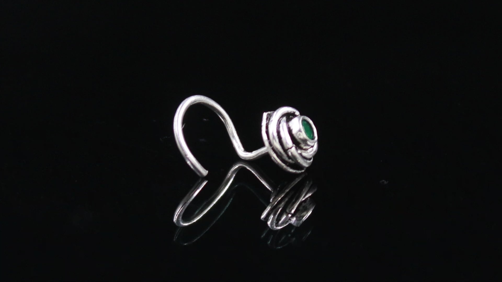 Tear Drop CZ Nose Ring 925 Sterling Silver | Turkish Oxidised Style