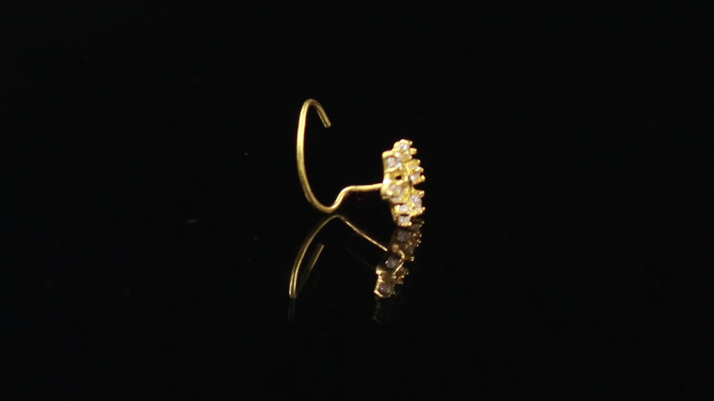 Round CZ 18K Gold Nose Stud | Elegant Nose Jewelry