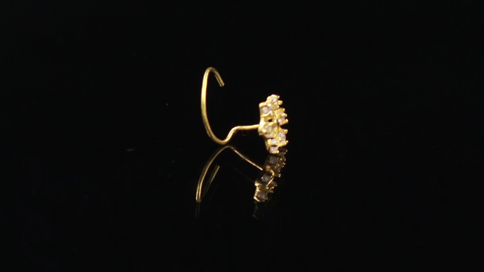 Round CZ 18K Gold Nose Stud | Elegant Nose Jewelry
