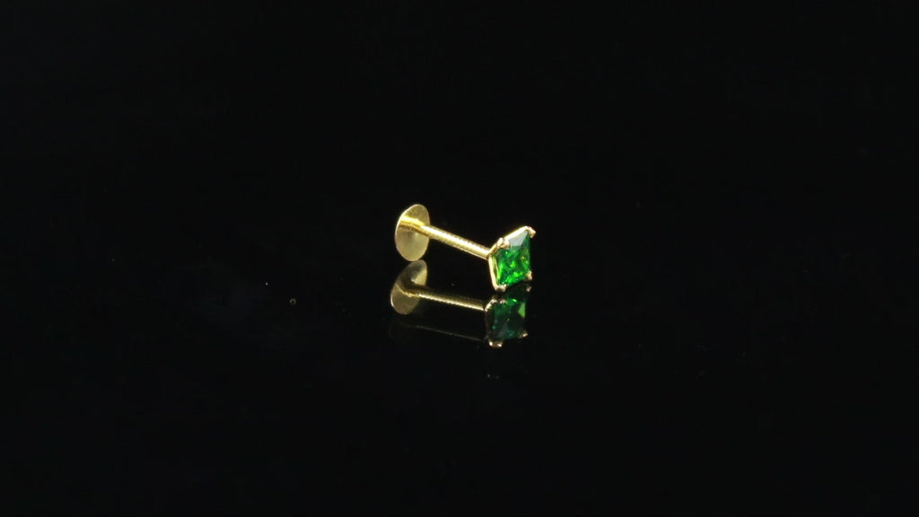 Elegant 18KT Hallmarked Gold Nose Pin with Square CZ Gem – Women’s Nose Jewelry