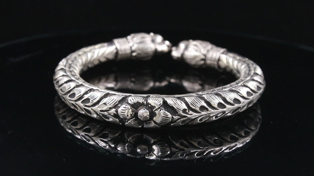 Men's 925 Sterling Silver Cuff Bangle Handmade Adjustable Bracelet