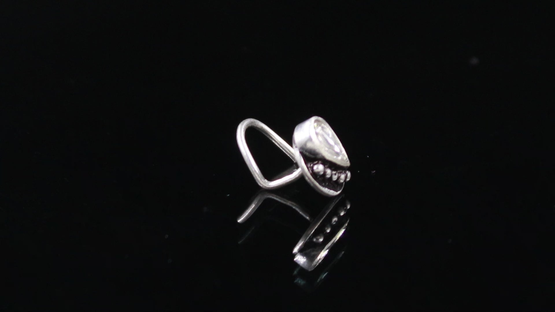 Round CZ Silver Nose Pin – Turkish Design Nose Ring