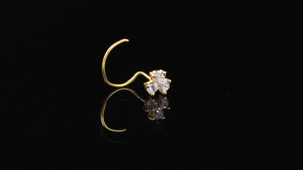 Classic 18K Gold Nose Stud | Round CZ Nose Jewelry