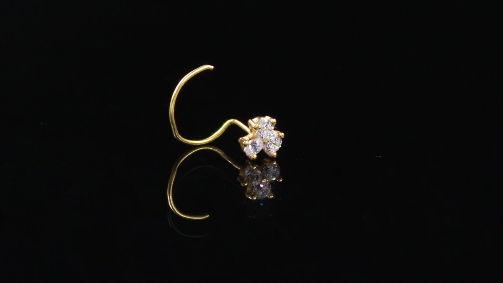 Classic 18K Gold Nose Stud | Round CZ Nose Jewelry