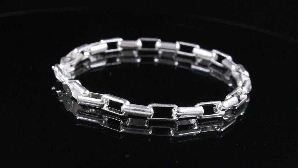 Men's Sterling Silver Box Chain Bracelet Birthday Gift