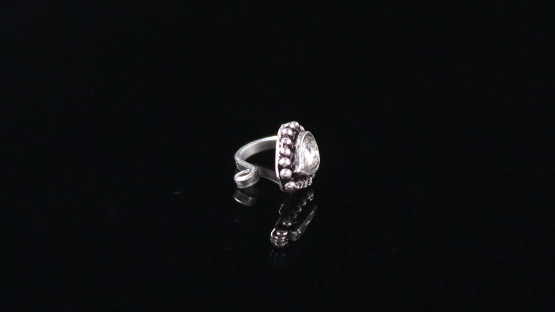 Oxidised Turkish Tear Drop CZ Nose Pin – 925 Sterling Silver Nose Stud