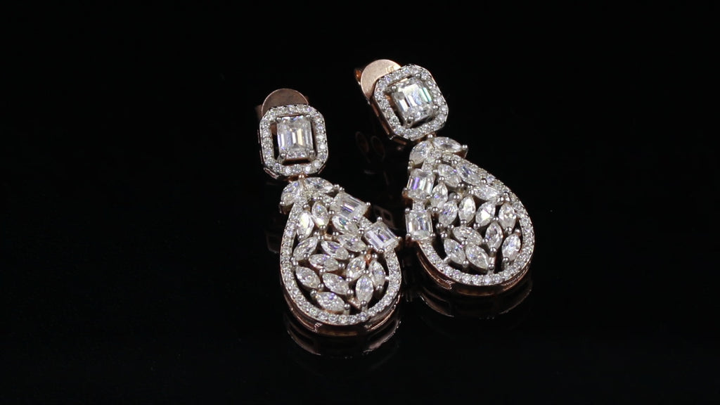 Women’s Round Moissanite Drop & Dangle Earring in Sterling Silver Party Wear Jewellery