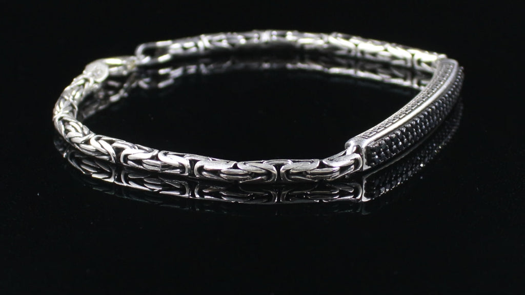 925 Sterling Silver Bracelet With Black Onyx Stone Oxidized Vintage Jewellery Gift for Husband