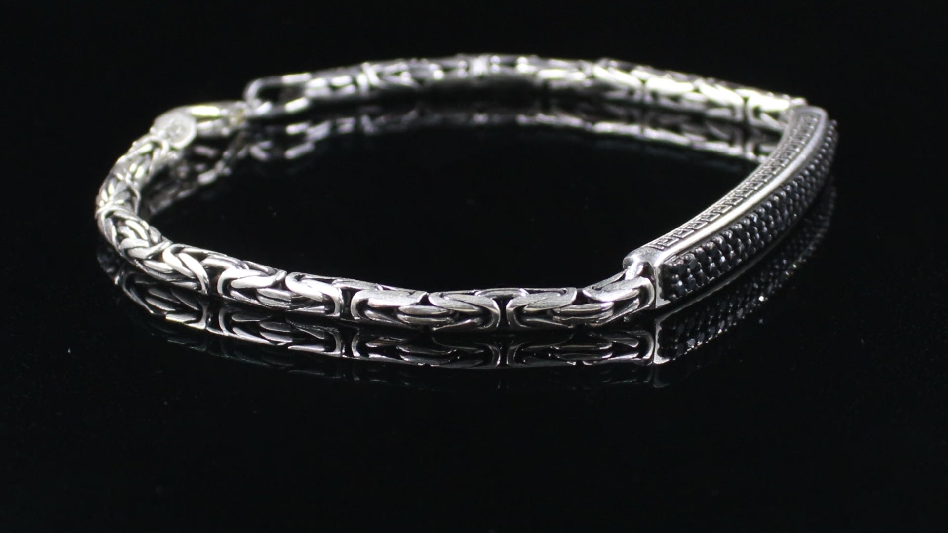 925 Sterling Silver Bracelet With Black Onyx Stone Oxidized Vintage Jewellery Gift for Husband