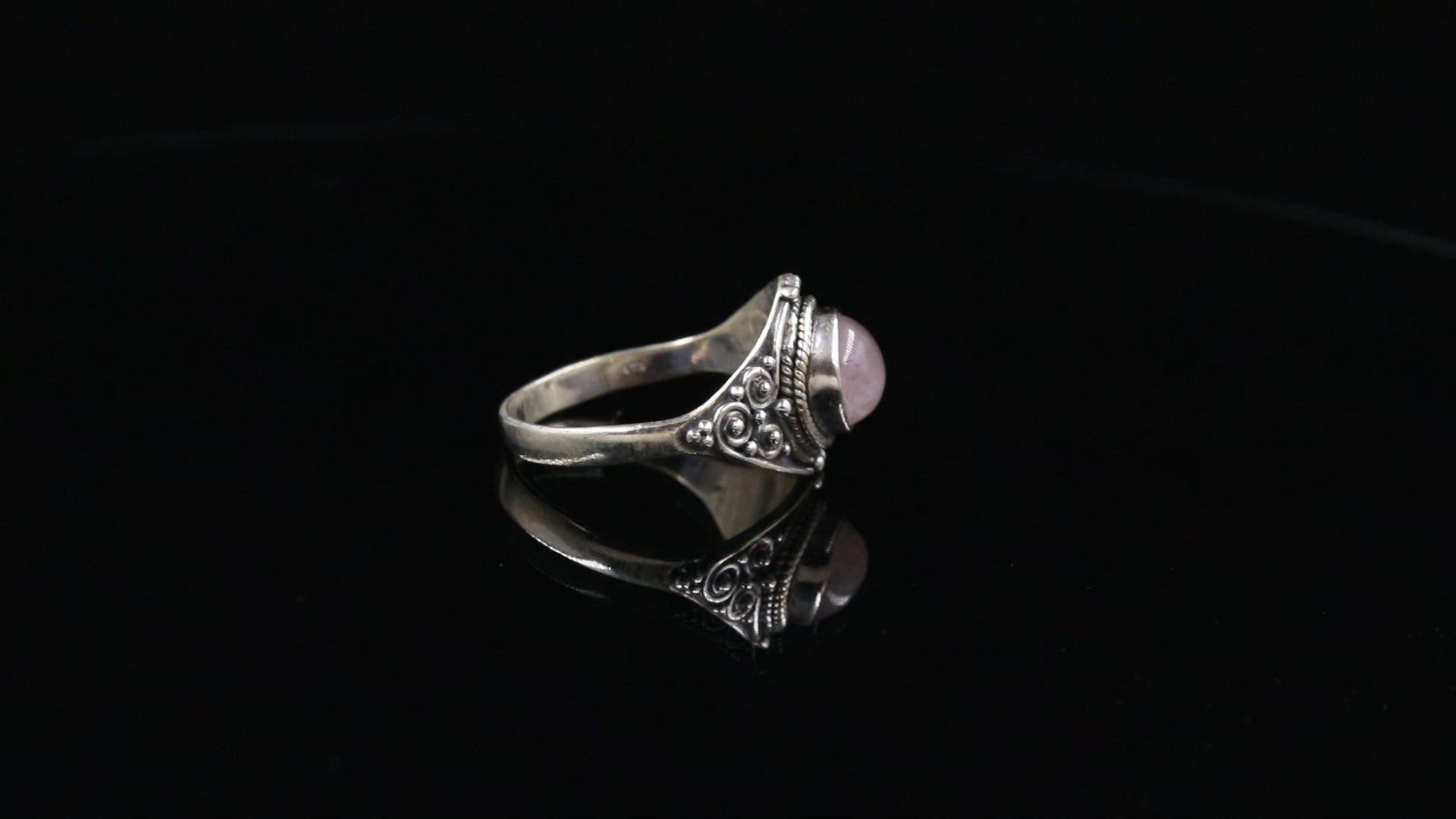 925 Sterling Silver Rose Quartz Ring – Round Brilliant Gemstone Vintage Jewellery