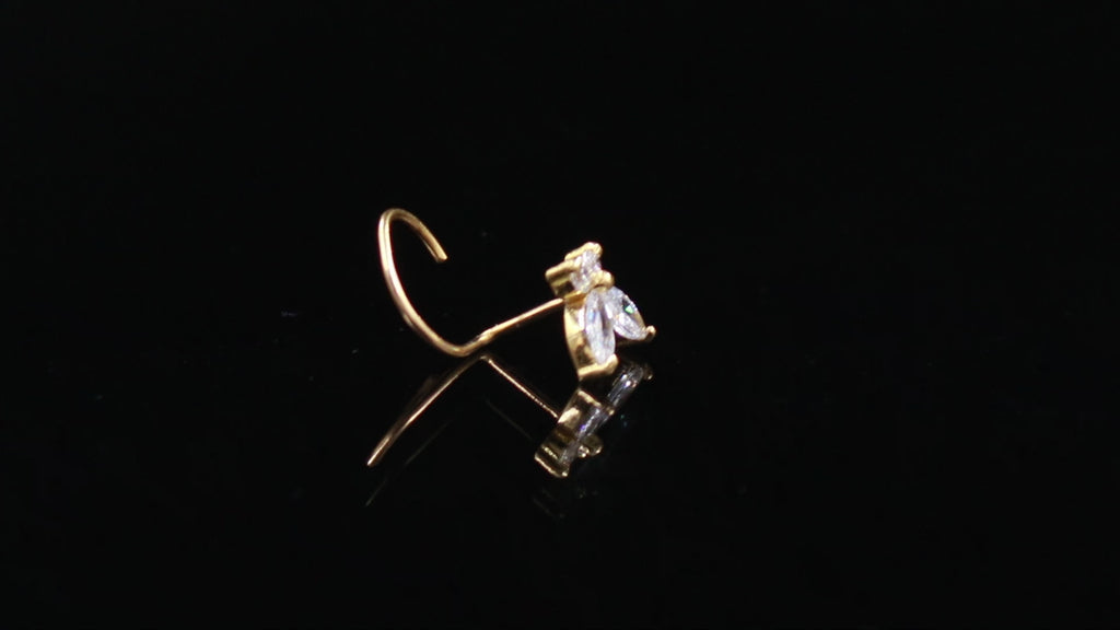 18K Gold Round CZ Nose Stud | Classic Gold Nose Pin